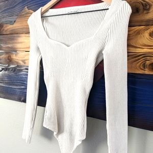 Long-sleeve Sweetheart Sweater Bodysuit
